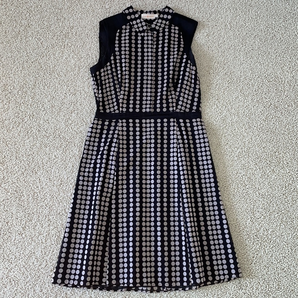 Tory Burch polka dot black white collar dress